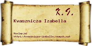 Kvasznicza Izabella névjegykártya